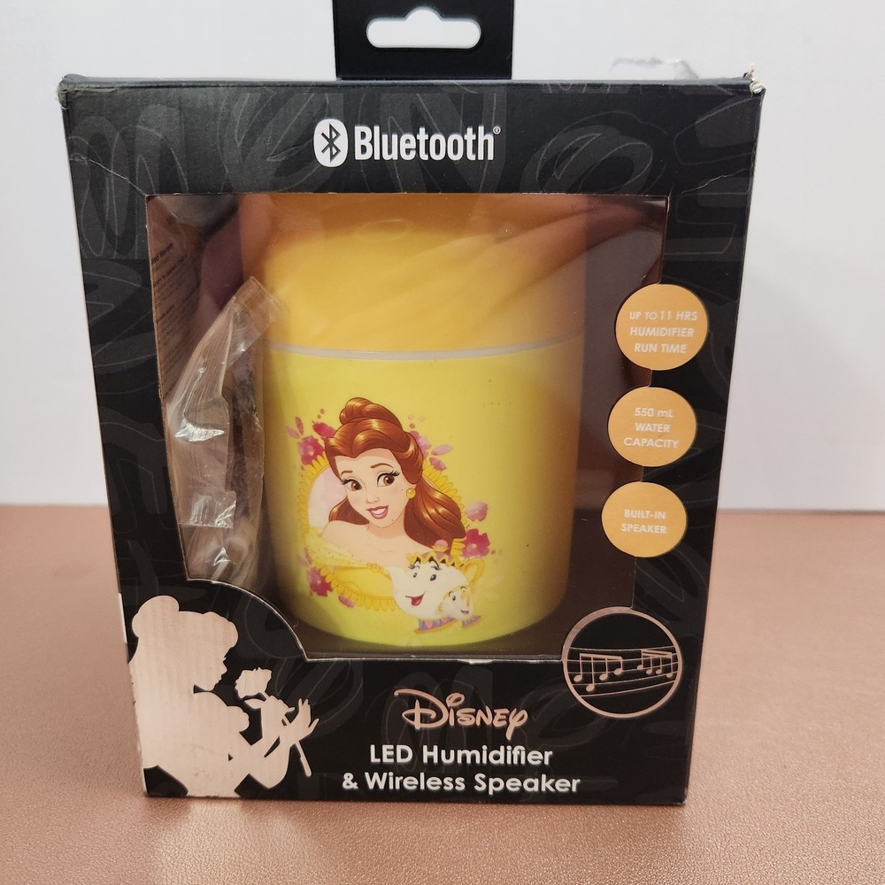 Disney Princess Belle LED Humidifier and Wireless Bluetooth Speaker New/Open Box